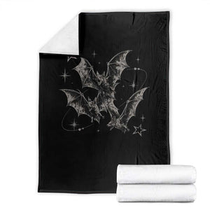 Three Bats Y2k Throw Blanket Vintage 90s Style Bat Gothic Occult Halloween Bat Graphic TS10 Black Print Your Wear