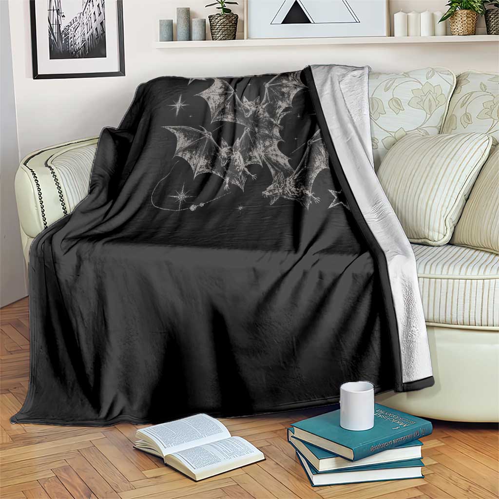 Three Bats Y2k Throw Blanket Vintage 90s Style Bat Gothic Occult Halloween Bat Graphic TS10 Print Your Wear