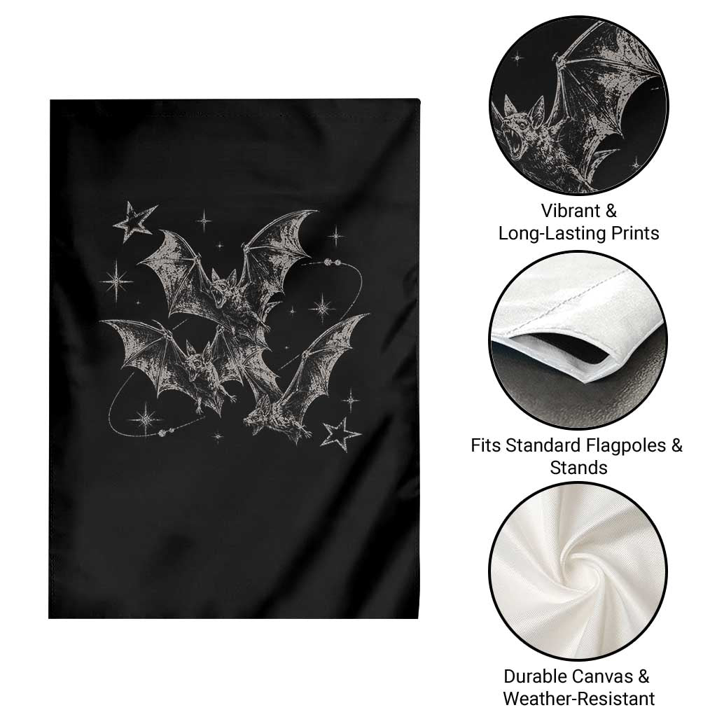 Three Bats Y2k Garden Flag Vintage 90s Style Bat Gothic Occult Halloween Bat Graphic TS10 Print Your Wear