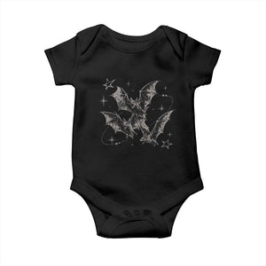 Three Bats Y2k Baby Onesie Vintage 90s Style Bat Gothic Occult Halloween Bat Graphic TS10 Black Print Your Wear