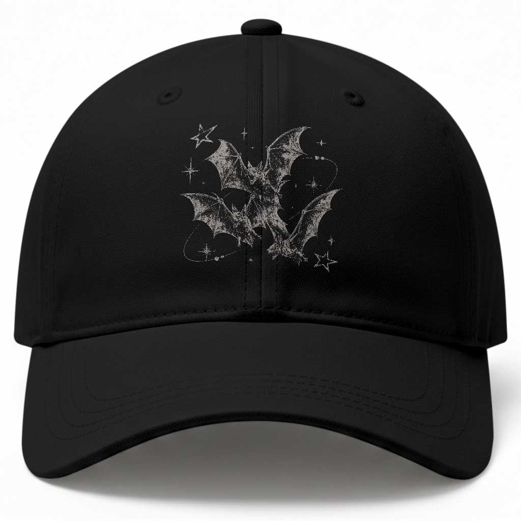 Three Bats Y2k Baseball Cap Vintage 90s Style Bat Gothic Occult Halloween Bat Graphic TS10 Print Your Wear