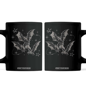 Three Bats Y2k Coffee Mug Vintage 90s Style Bat Gothic Occult Halloween Bat Graphic TS10 Black Print Your Wear