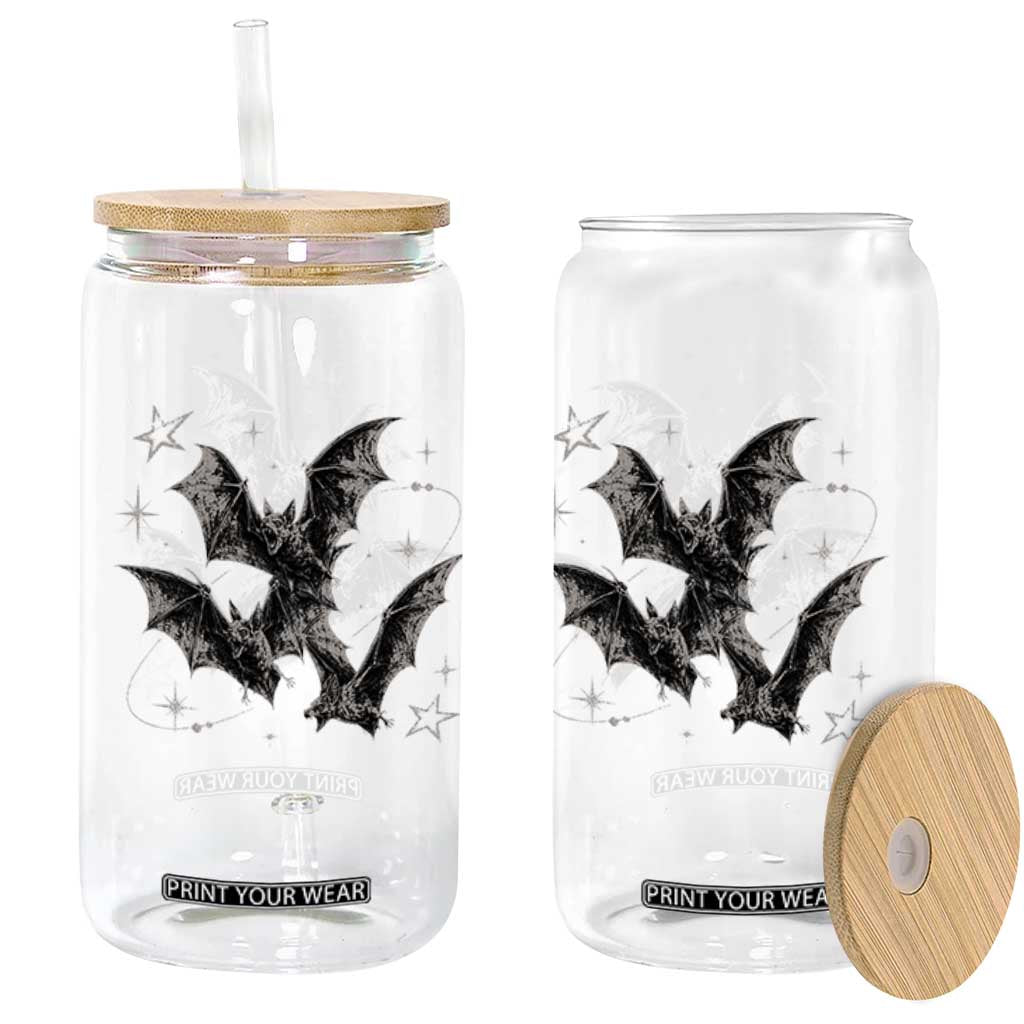 Three Bats Y2k Glass Can Vintage 90s Style Bat Gothic Occult Halloween Bat Graphic TS10 Print Your Wear