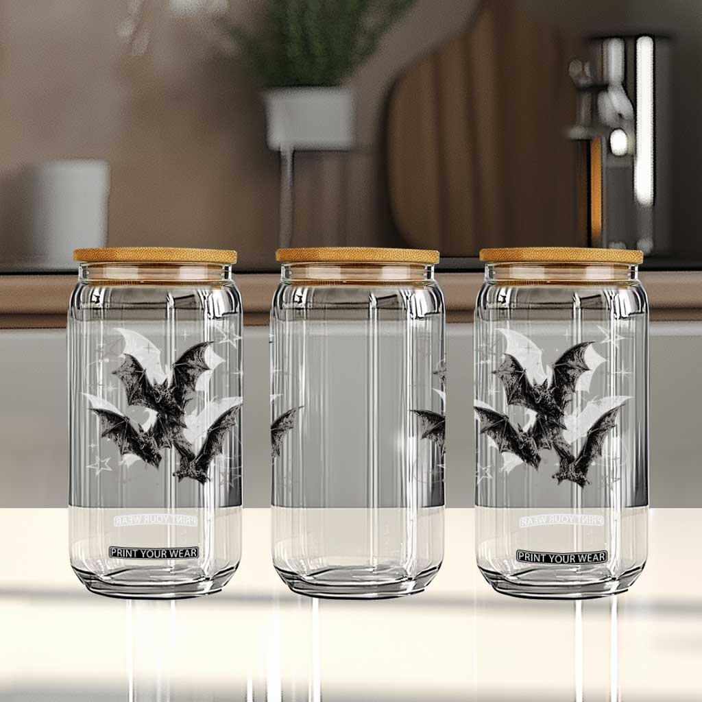Three Bats Y2k Glass Can Vintage 90s Style Bat Gothic Occult Halloween Bat Graphic TS10 Print Your Wear