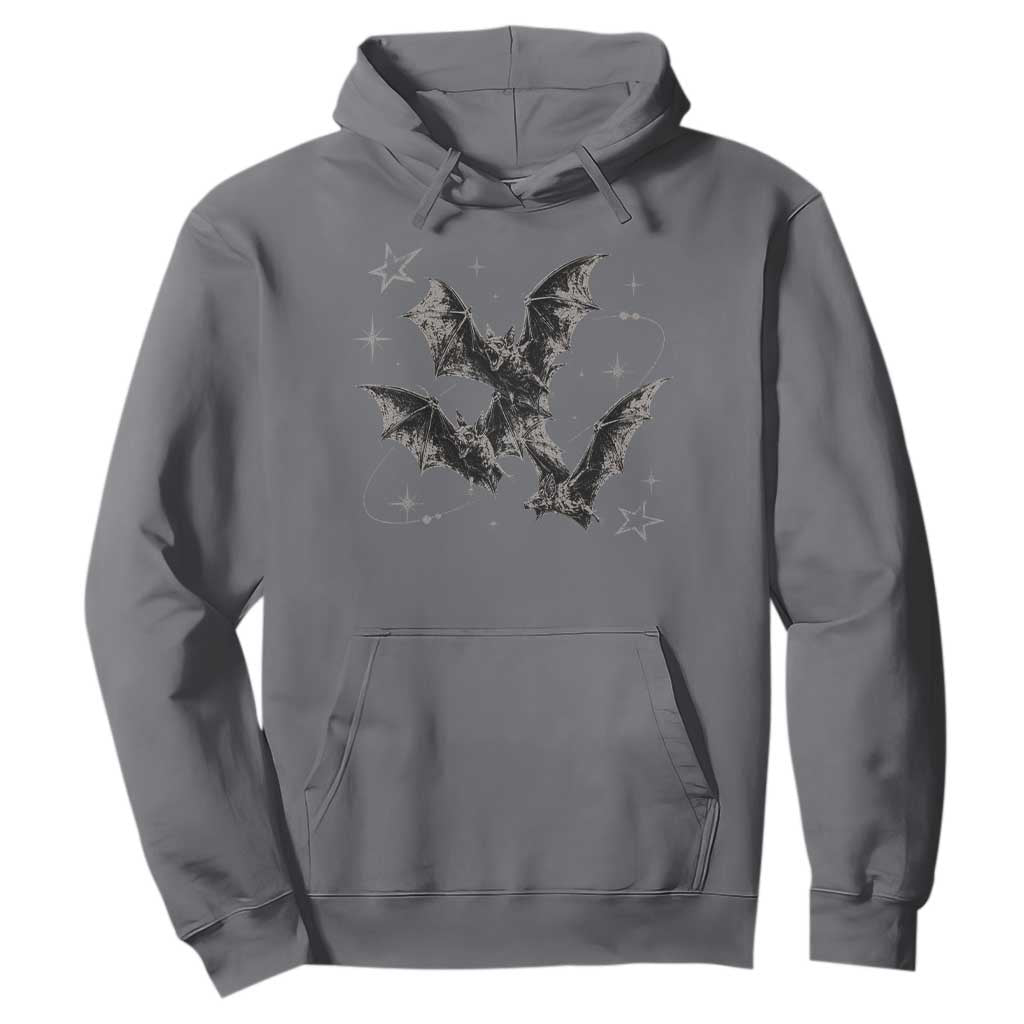 Three Bats Y2k Hoodie Vintage 90s Style Bat Gothic Occult Halloween Bat Graphic TS10 Charcoal Print Your Wear