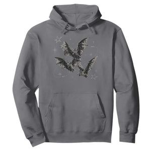 Three Bats Y2k Hoodie Vintage 90s Style Bat Gothic Occult Halloween Bat Graphic TS10 Charcoal Print Your Wear