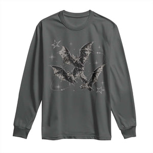 Three Bats Y2k Long Sleeve Shirt Vintage 90s Style Bat Gothic Occult Halloween Bat Graphic TS10 Dark Heather Print Your Wear