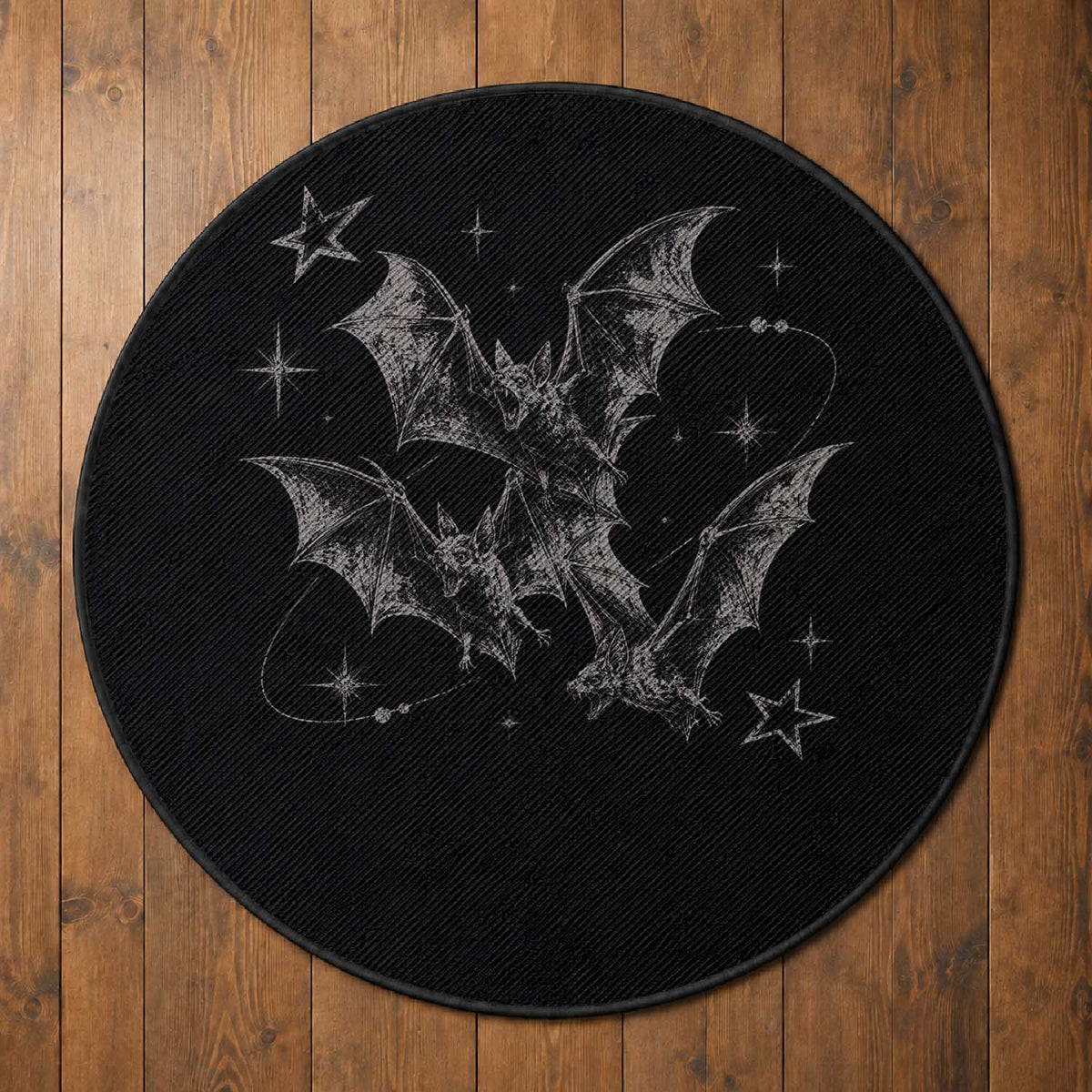 Three Bats Y2k Round Rug Vintage 90s Style Bat Gothic Occult Halloween Bat Graphic