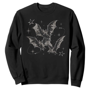 Three Bats Y2k Sweatshirt Vintage 90s Style Bat Gothic Occult Halloween Bat Graphic TS10 Black Print Your Wear