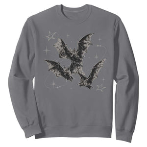 Three Bats Y2k Sweatshirt Vintage 90s Style Bat Gothic Occult Halloween Bat Graphic TS10 Charcoal Print Your Wear
