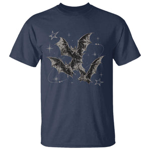 Three Bats Y2k T Shirt Vintage 90s Style Bat Gothic Occult Halloween Bat Graphic TS10 Navy Print Your Wear