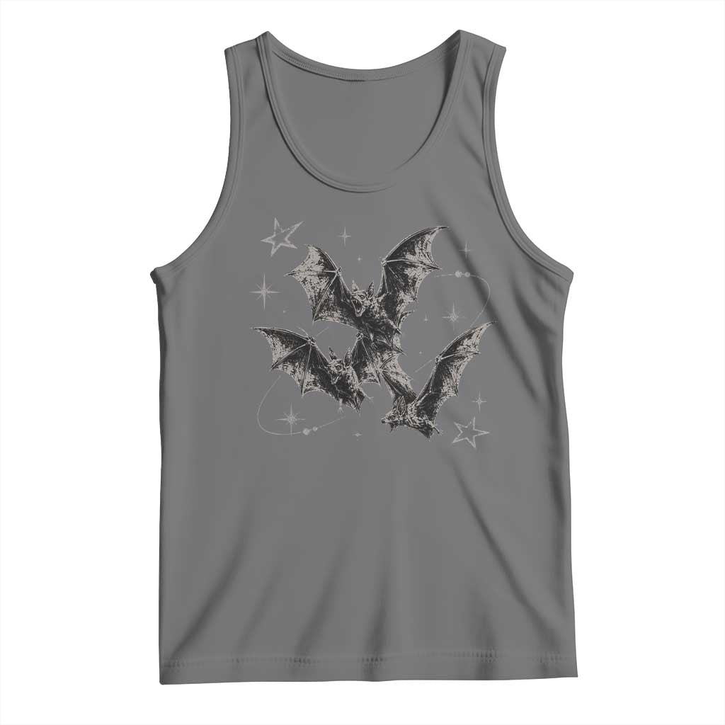 Three Bats Y2k Tank Top Vintage 90s Style Bat Gothic Occult Halloween Bat Graphic TS10 Black Heather Print Your Wear