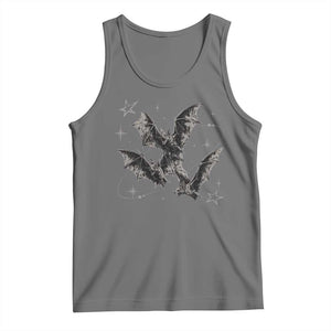 Three Bats Y2k Tank Top Vintage 90s Style Bat Gothic Occult Halloween Bat Graphic TS10 Black Heather Print Your Wear
