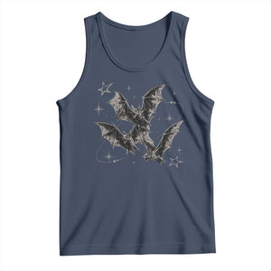 Three Bats Y2k Tank Top Vintage 90s Style Bat Gothic Occult Halloween Bat Graphic TS10 Navy Print Your Wear