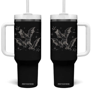 Three Bats Y2k Tumbler With Handle Vintage 90s Style Bat Gothic Occult Halloween Bat Graphic TS10 One Size: 40 oz Black Print Your Wear