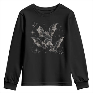 Three Bats Y2k Youth Sweatshirt Vintage 90s Style Bat Gothic Occult Halloween Bat Graphic TS10 Black Print Your Wear