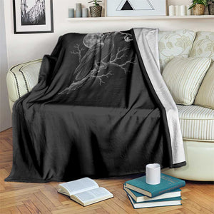 Skeleton Hand Boop Raven Throw Blanket Funny Spooky Halloween Crow Moon Graphic TS10 Print Your Wear