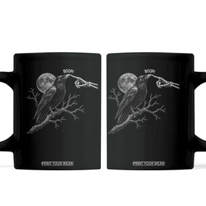 Skeleton Hand Boop Raven Coffee Mug Funny Spooky Halloween Crow Moon Graphic TS10 Black Print Your Wear