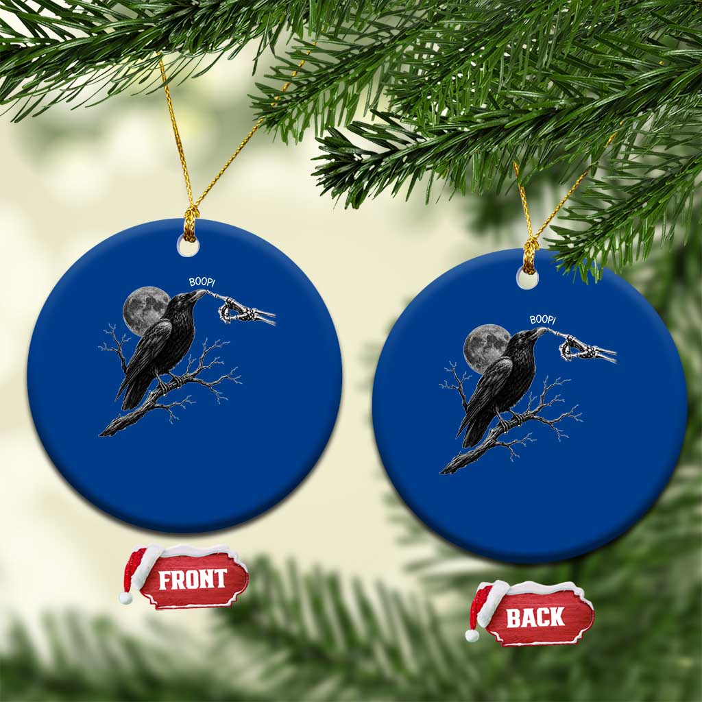 Skeleton Hand Boop Raven Ceramic Ornament Funny Spooky Halloween Crow Moon Graphic TS10 1pc Blue Print Your Wear