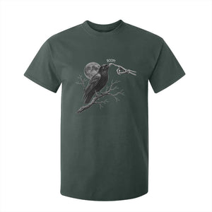 Skeleton Hand Boop Raven T Shirt For Kid Funny Spooky Halloween Crow Moon Graphic TS10 Dark Forest Green Print Your Wear
