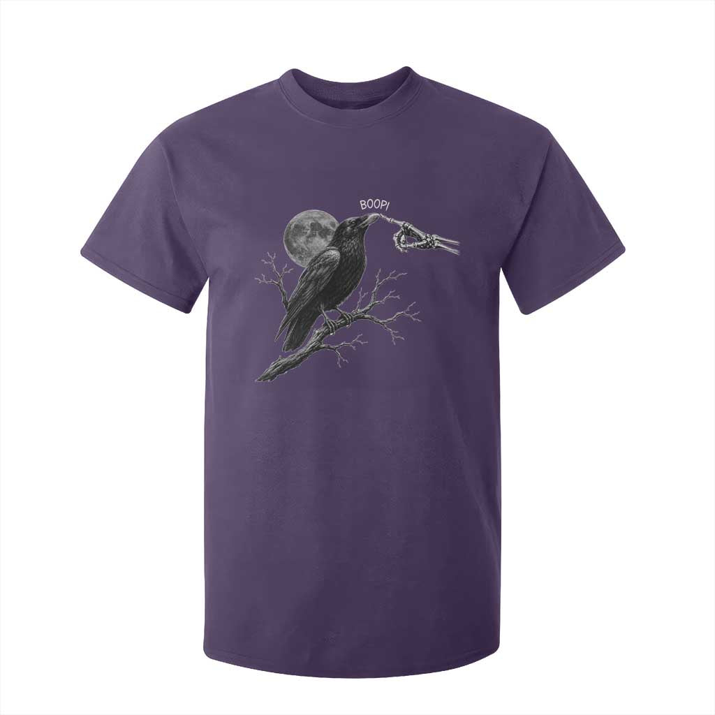 Skeleton Hand Boop Raven T Shirt For Kid Funny Spooky Halloween Crow Moon Graphic TS10 Purple Print Your Wear