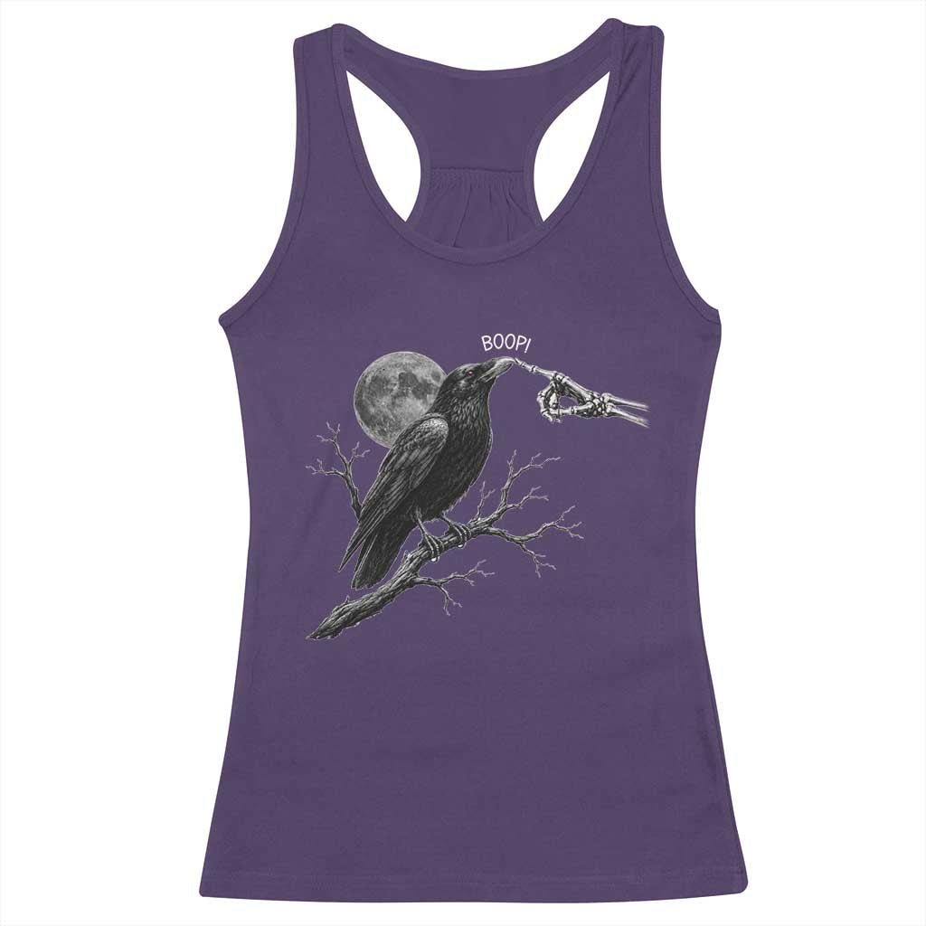 Skeleton Hand Boop Raven Racerback Tank Top Funny Spooky Halloween Crow Moon Graphic TS10 Purple Print Your Wear