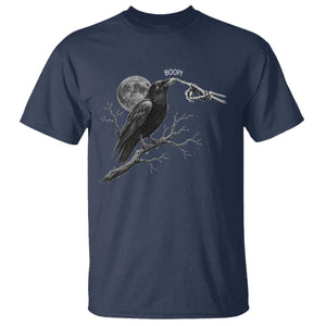 Skeleton Hand Boop Raven T Shirt Funny Spooky Halloween Crow Moon Graphic TS10 Navy Print Your Wear