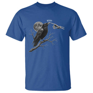 Skeleton Hand Boop Raven T Shirt Funny Spooky Halloween Crow Moon Graphic TS10 Royal Blue Print Your Wear