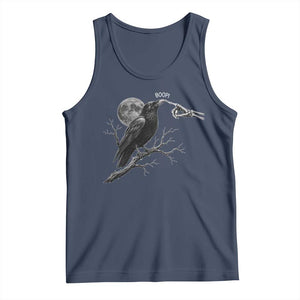 Skeleton Hand Boop Raven Tank Top Funny Spooky Halloween Crow Moon Graphic TS10 Navy Print Your Wear