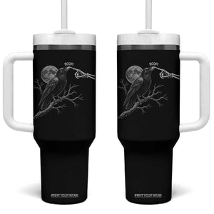 Skeleton Hand Boop Raven Tumbler With Handle Funny Spooky Halloween Crow Moon Graphic TS10 One Size: 40 oz Black Print Your Wear