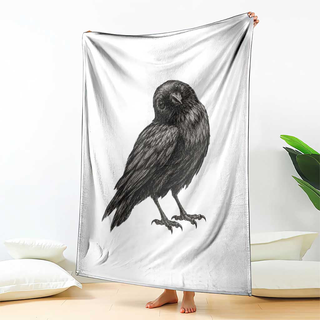 Curious Raven Crow Throw Blanket Vintage Dark Academia Gothic Black Bird Graphic TS10 Print Your Wear