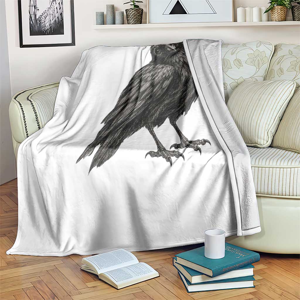 Curious Raven Crow Throw Blanket Vintage Dark Academia Gothic Black Bird Graphic TS10 Print Your Wear