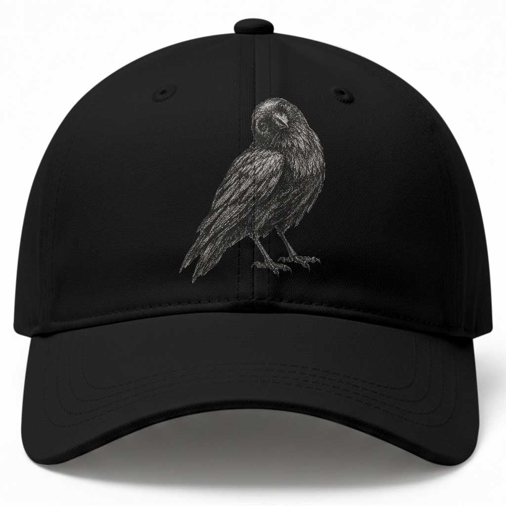 Curious Raven Crow Baseball Cap Vintage Dark Academia Gothic Black Bird Graphic TS10 Print Your Wear