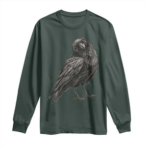 Curious Raven Crow Long Sleeve Shirt Vintage Dark Academia Gothic Black Bird Graphic TS10 Dark Forest Green Print Your Wear