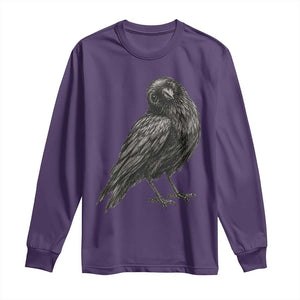 Curious Raven Crow Long Sleeve Shirt Vintage Dark Academia Gothic Black Bird Graphic TS10 Purple Print Your Wear