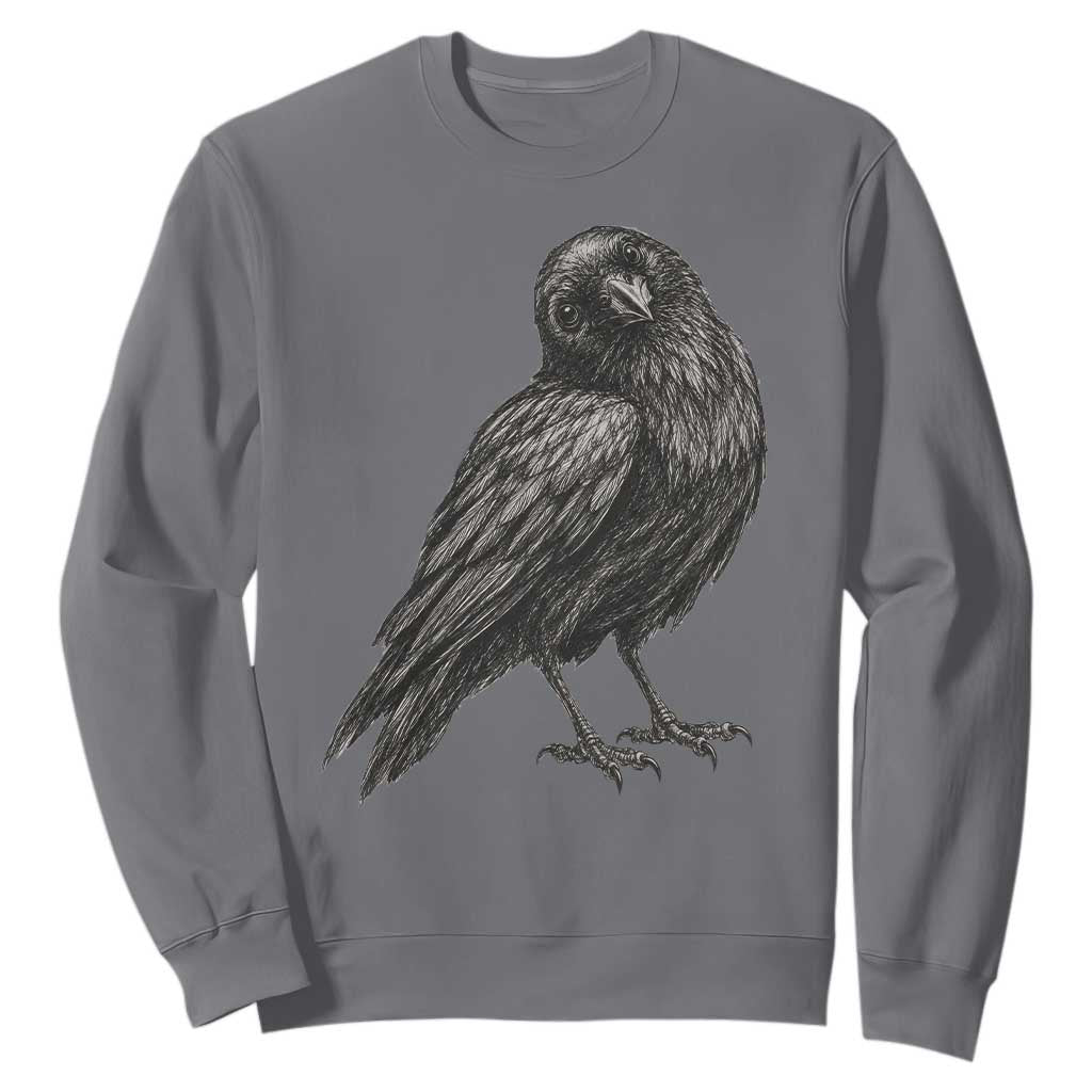 Curious Raven Crow Sweatshirt Vintage Dark Academia Gothic Black Bird Graphic TS10 Charcoal Print Your Wear