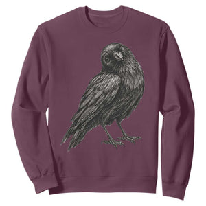 Curious Raven Crow Sweatshirt Vintage Dark Academia Gothic Black Bird Graphic TS10 Maroon Print Your Wear