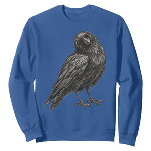 Curious Raven Crow Sweatshirt Vintage Dark Academia Gothic Black Bird Graphic TS10 Royal Blue Print Your Wear