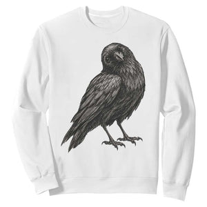 Curious Raven Crow Sweatshirt Vintage Dark Academia Gothic Black Bird Graphic TS10 White Print Your Wear