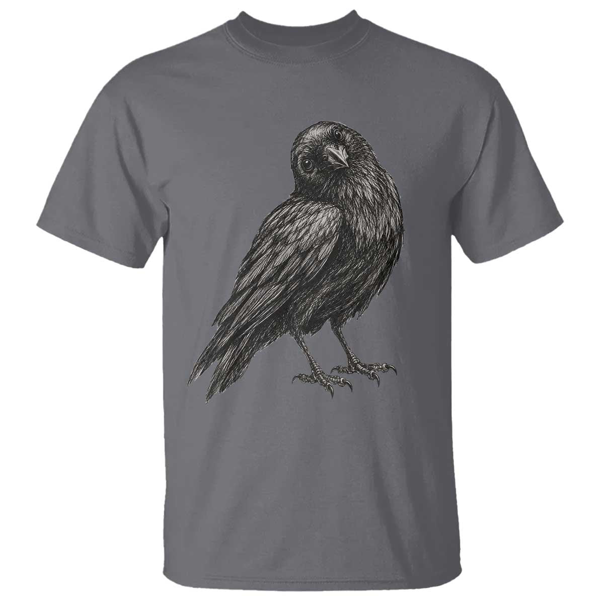 Curious Raven Crow T Shirt Vintage Dark Academia Gothic Black Bird Graphic TS10 Charcoal Print Your Wear