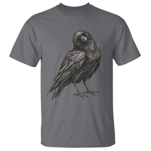 Curious Raven Crow T Shirt Vintage Dark Academia Gothic Black Bird Graphic TS10 Charcoal Print Your Wear