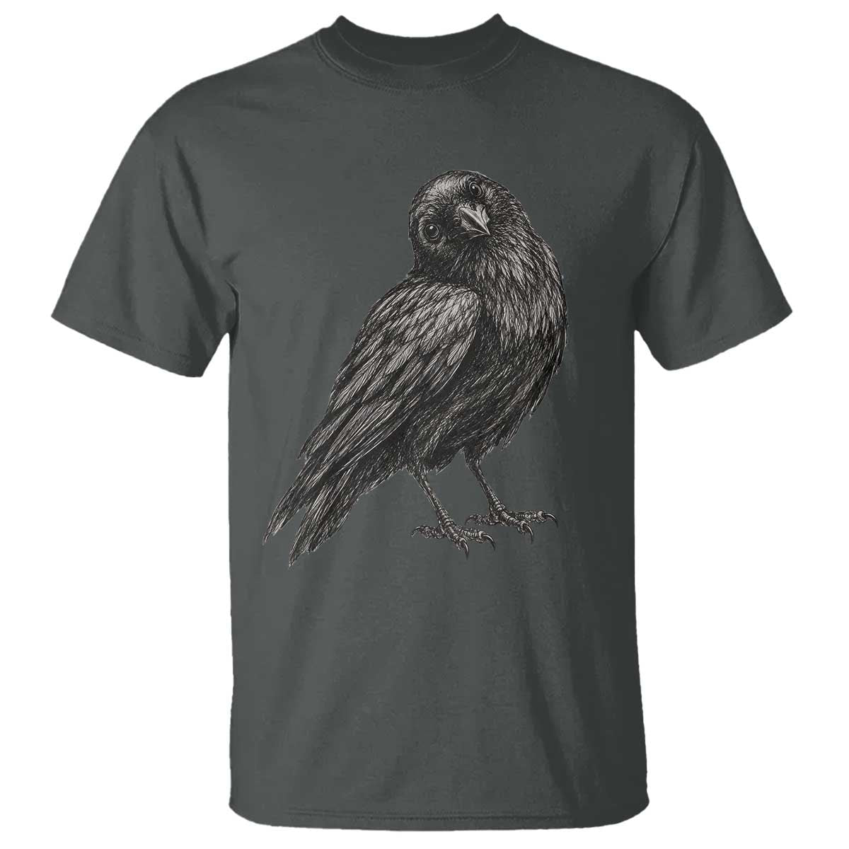 Curious Raven Crow T Shirt Vintage Dark Academia Gothic Black Bird Graphic TS10 Dark Heather Print Your Wear