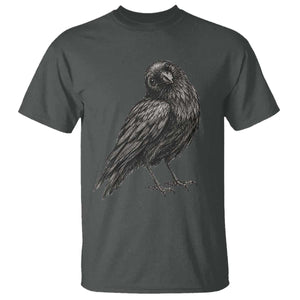 Curious Raven Crow T Shirt Vintage Dark Academia Gothic Black Bird Graphic TS10 Dark Heather Print Your Wear