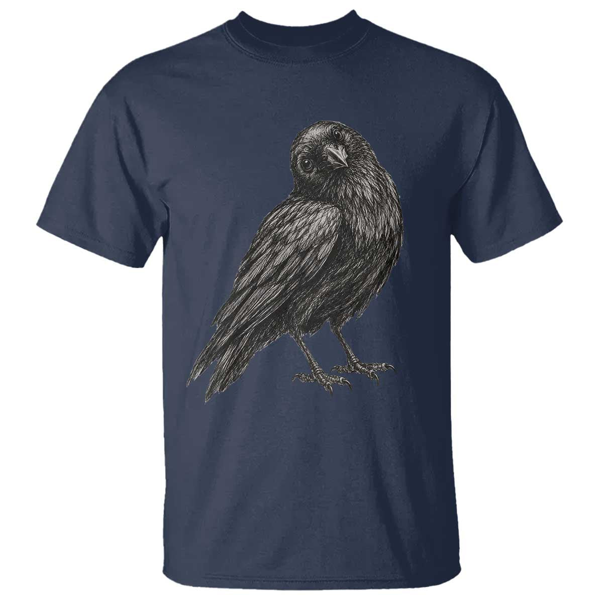 Curious Raven Crow T Shirt Vintage Dark Academia Gothic Black Bird Graphic TS10 Navy Print Your Wear
