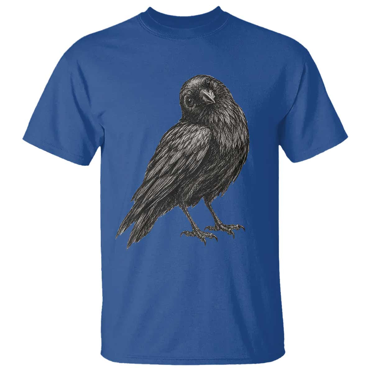 Curious Raven Crow T Shirt Vintage Dark Academia Gothic Black Bird Graphic TS10 Royal Blue Print Your Wear