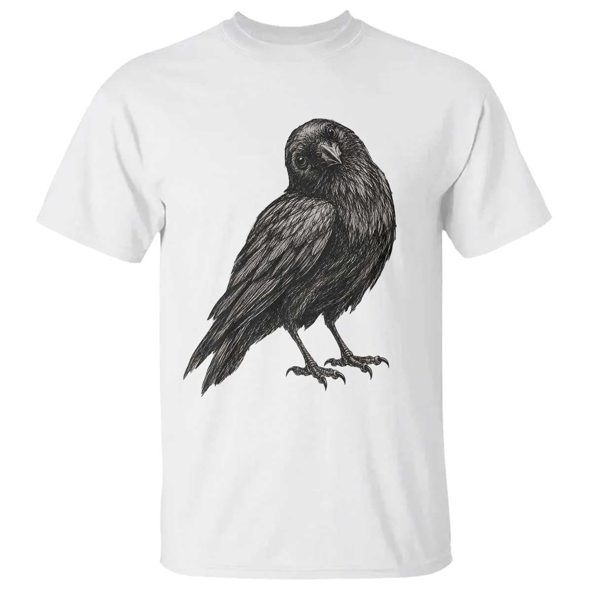 Curious Raven Crow T Shirt Vintage Dark Academia Gothic Black Bird Graphic TS10 White Print Your Wear
