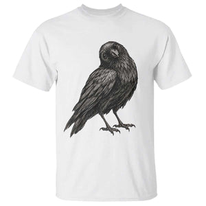 Curious Raven Crow T Shirt Vintage Dark Academia Gothic Black Bird Graphic TS10 White Print Your Wear