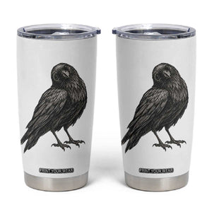 Curious Raven Crow Tumbler Cup Vintage Dark Academia Gothic Black Bird Graphic TS10 White Print Your Wear