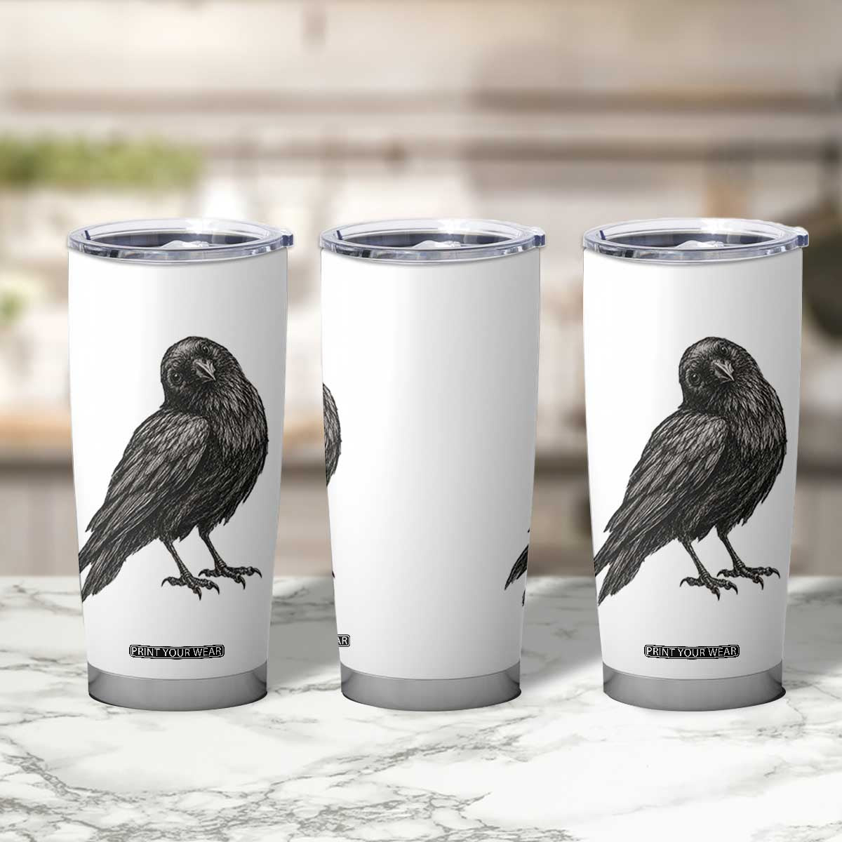 Curious Raven Crow Tumbler Cup Vintage Dark Academia Gothic Black Bird Graphic TS10 Print Your Wear