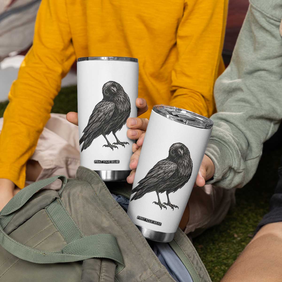 Curious Raven Crow Tumbler Cup Vintage Dark Academia Gothic Black Bird Graphic TS10 Print Your Wear